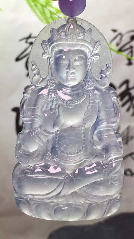 白冰翡翠度母观音菩萨，63-35-7mm，小五价_石晶缘珠宝翡翠网